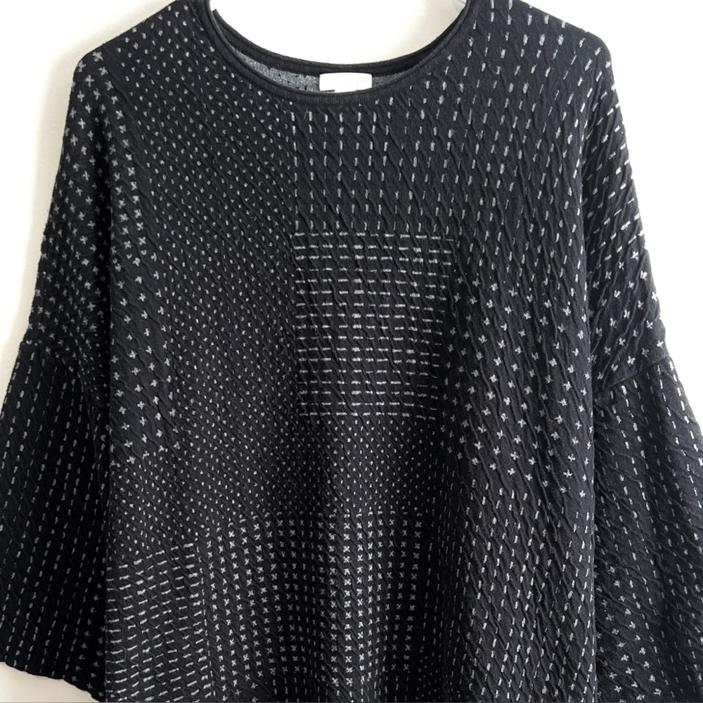 J. Jill Pure Jill Patchwork Texture Knit Three Quarter Sleeve Pullover Top - Picture 2 of 5